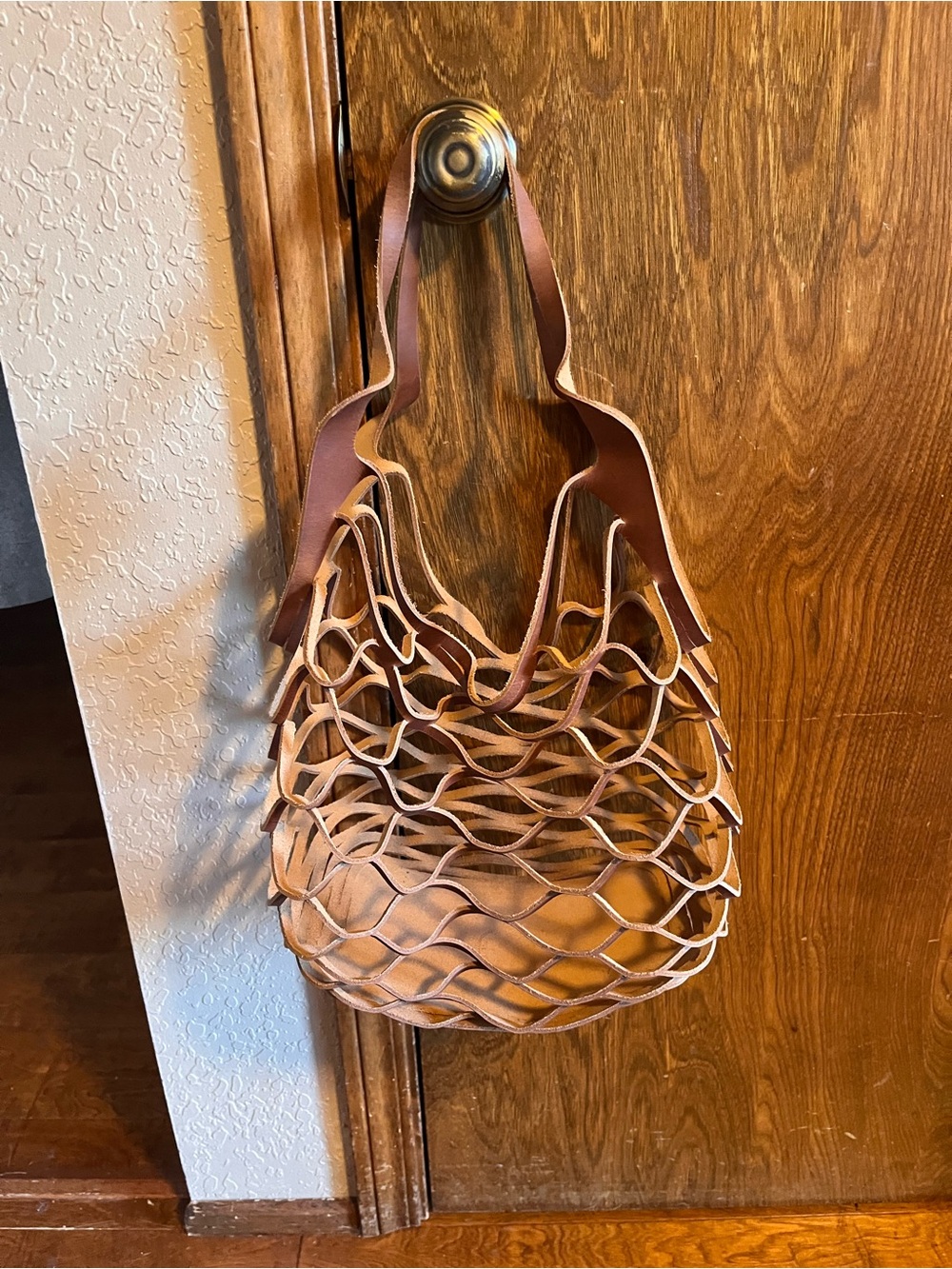 Genuine Leather Tan Laser-CutTote Bag - Picture 8 of 8